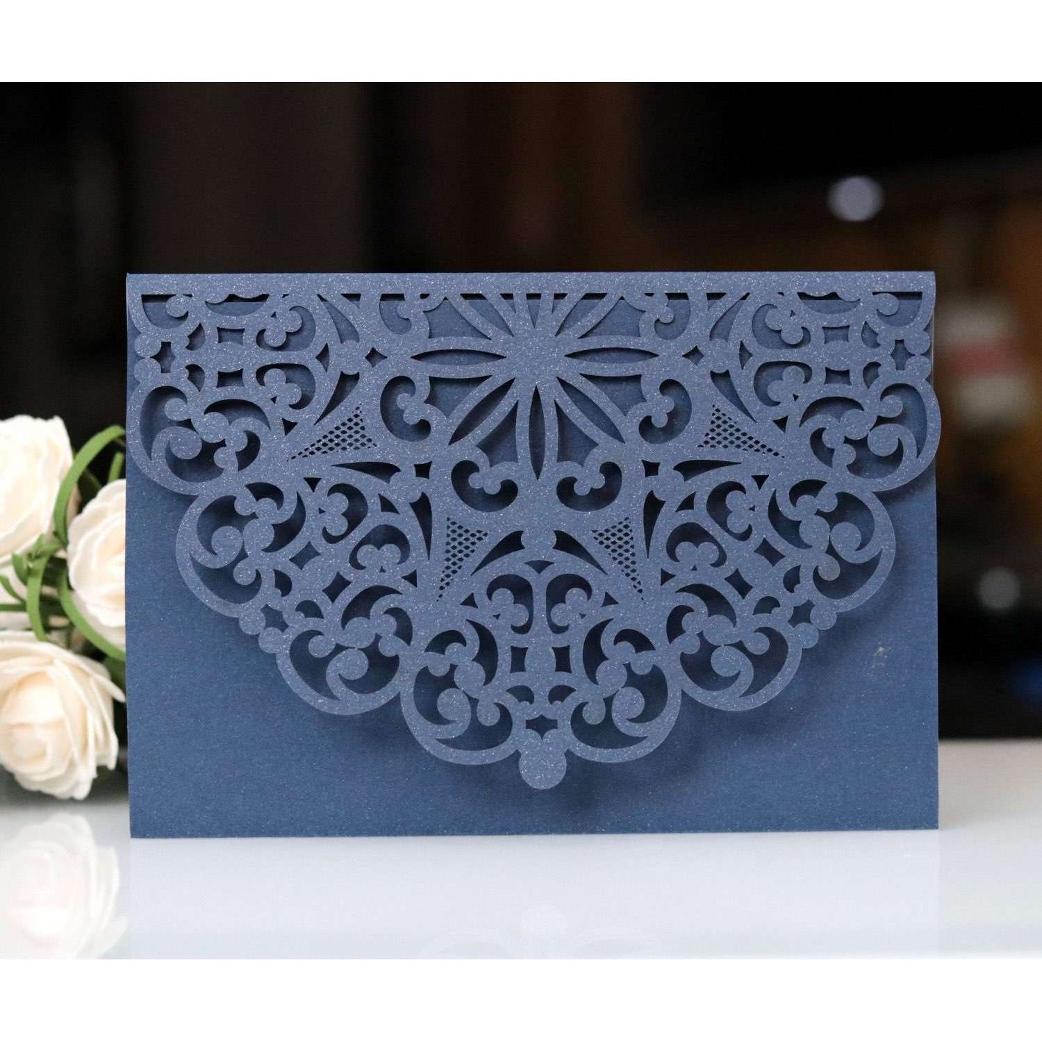 Bussiness Invitation Card With Envelope Wine Red Invitation Laser Cut Paper